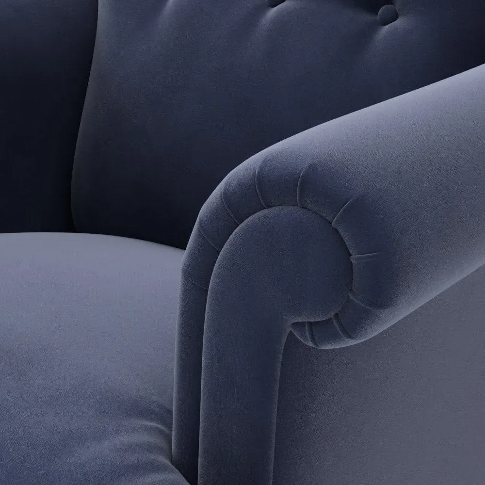 Scroll Arm Armchair - Deep Blue, Matt Velvet