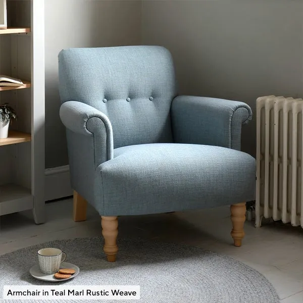 Scroll Arm Armchair - Dove Grey, House Linen Mix