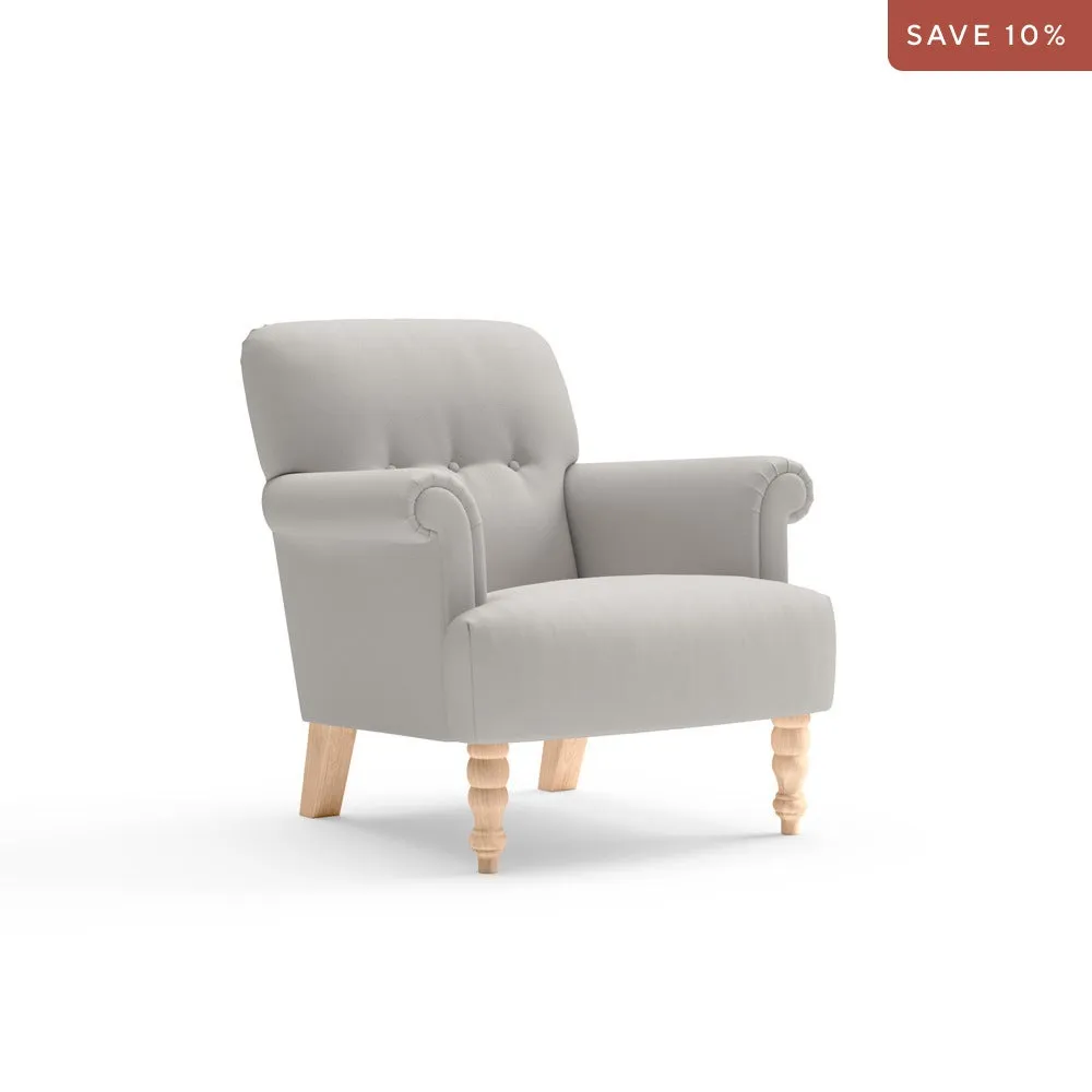 Scroll Arm Armchair - Dove Grey, House Linen Mix