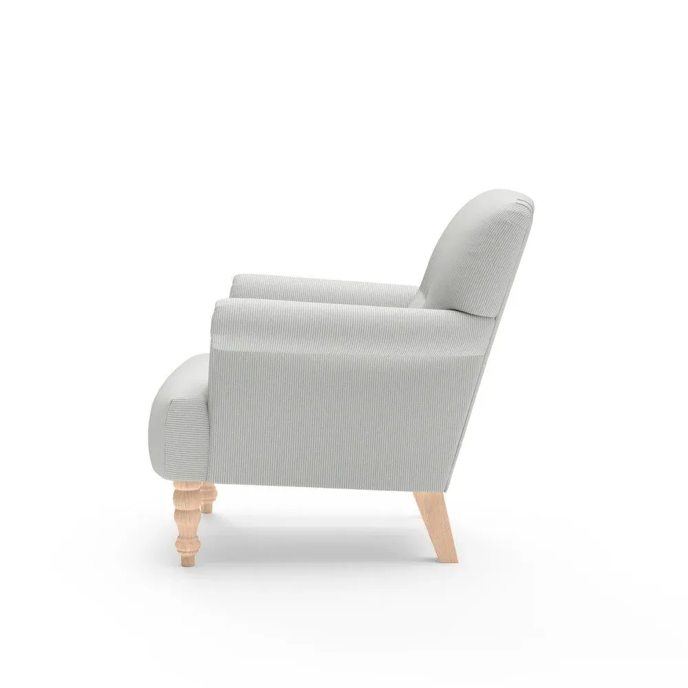 Scroll Arm Armchair - Duck Egg, Broadway Stripe