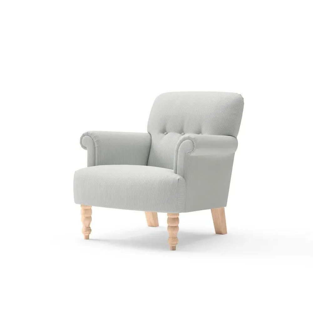 Scroll Arm Armchair - Duck Egg, Broadway Stripe