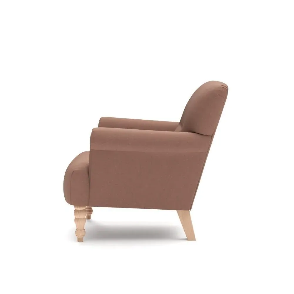 Scroll Arm Armchair - Dusky Blush, House Linen Mix