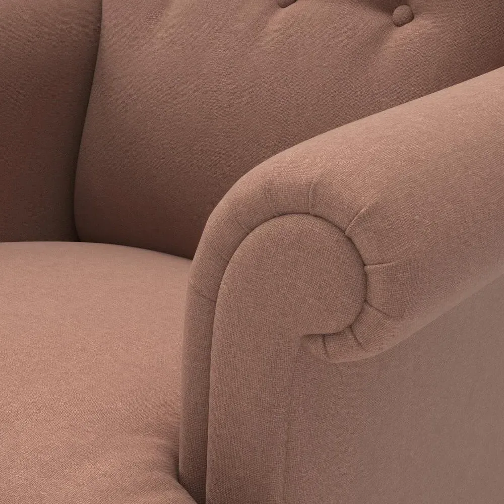Scroll Arm Armchair - Dusky Blush, House Linen Mix