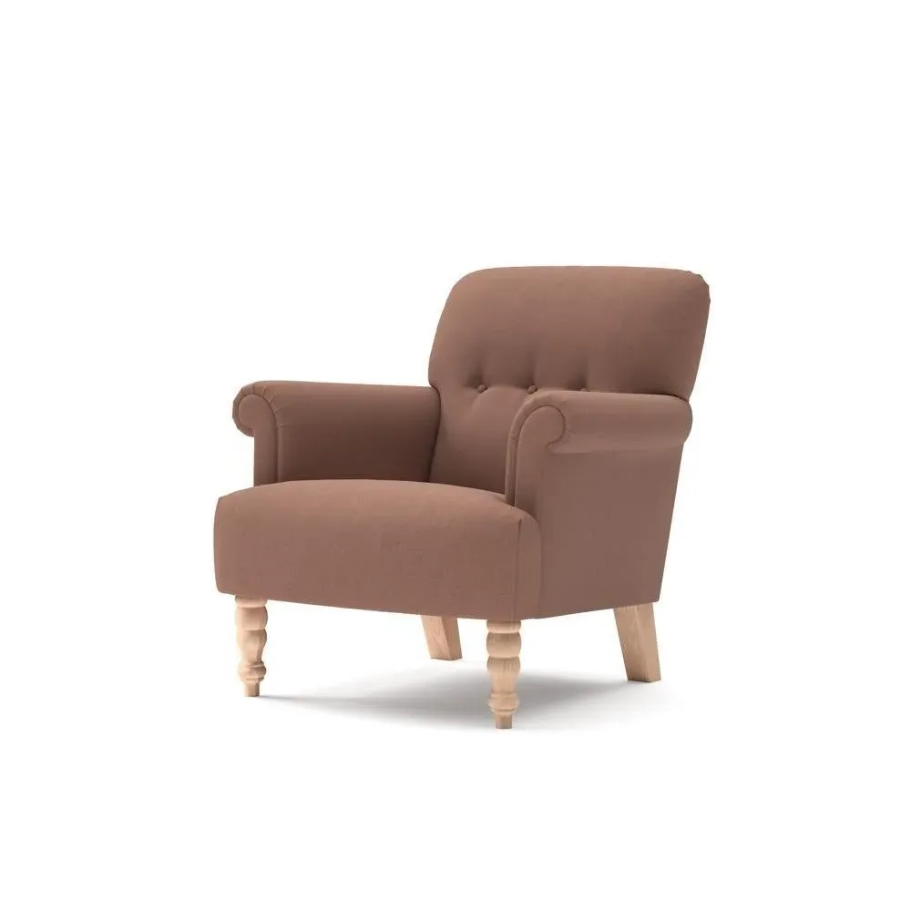 Scroll Arm Armchair - Dusky Blush, House Linen Mix