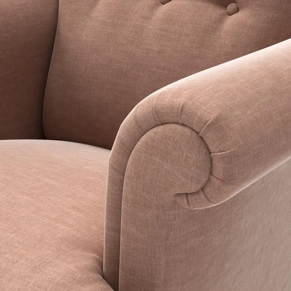 Scroll Arm Armchair - Dusky Rose, Eco Chenille