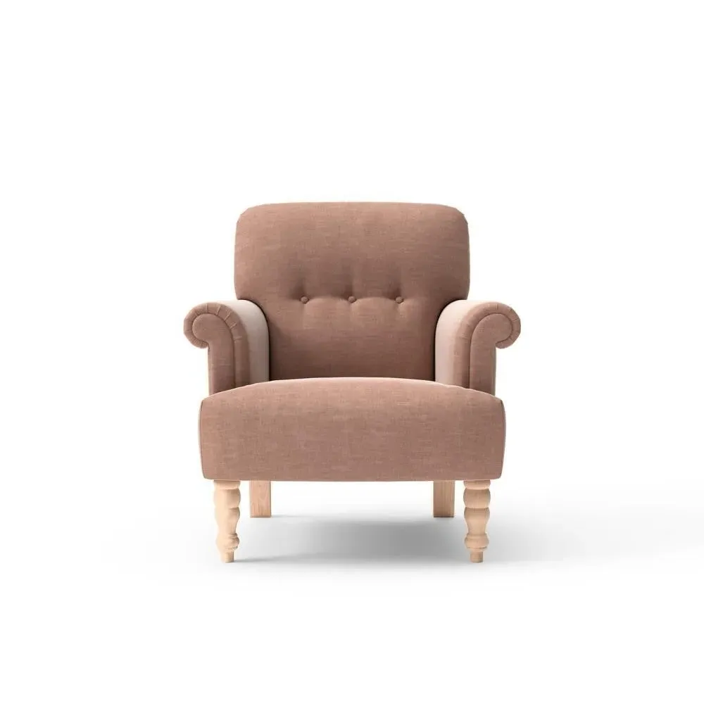 Scroll Arm Armchair - Dusky Rose, Eco Chenille image