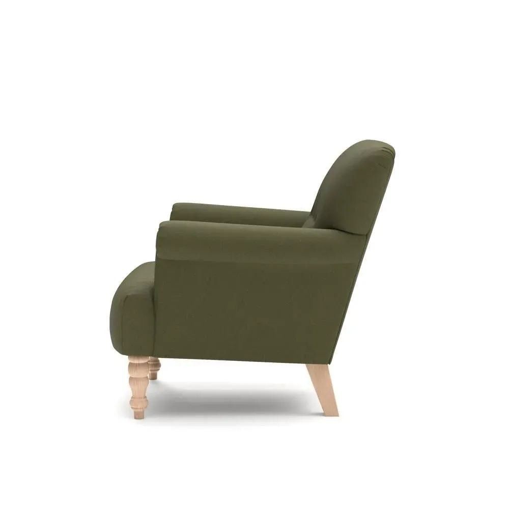 Scroll Arm Armchair - Forest Green, House Linen Mix