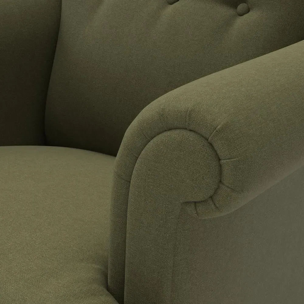 Scroll Arm Armchair - Forest Green, House Linen Mix