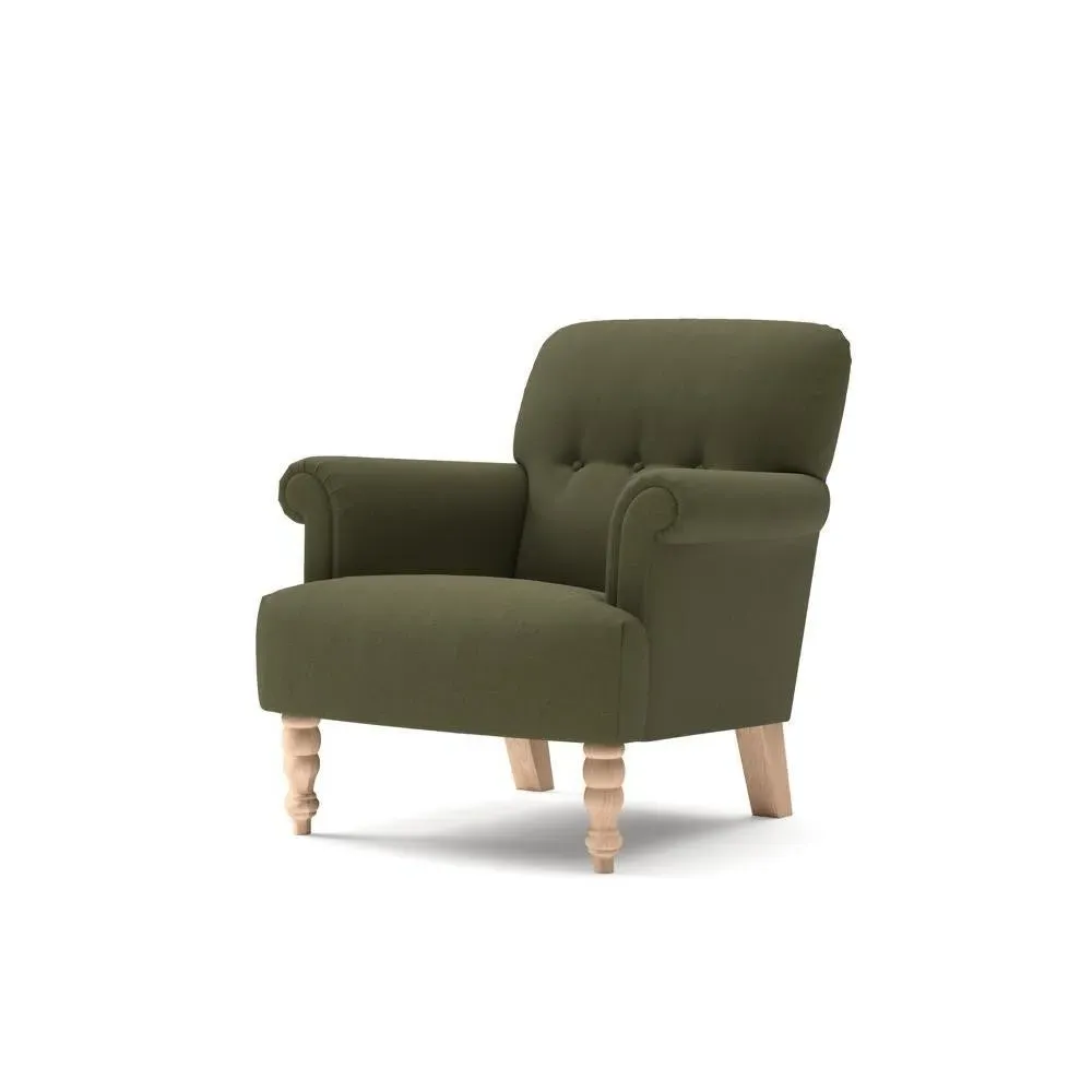 Scroll Arm Armchair - Forest Green, House Linen Mix