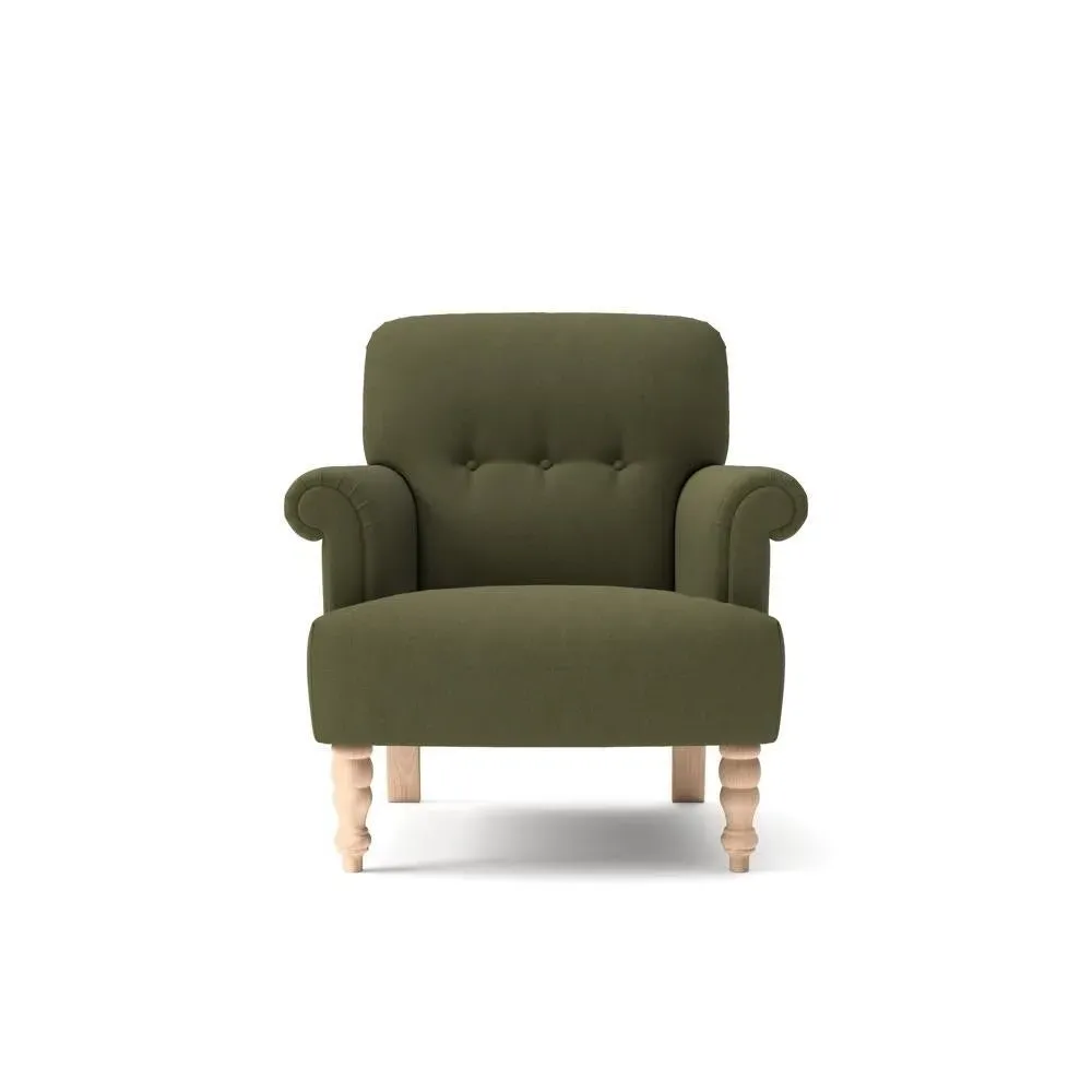 Scroll Arm Armchair - Forest Green, House Linen Mix