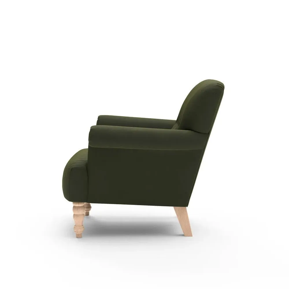 Scroll Arm Armchair - Forest Green, Matt Velvet
