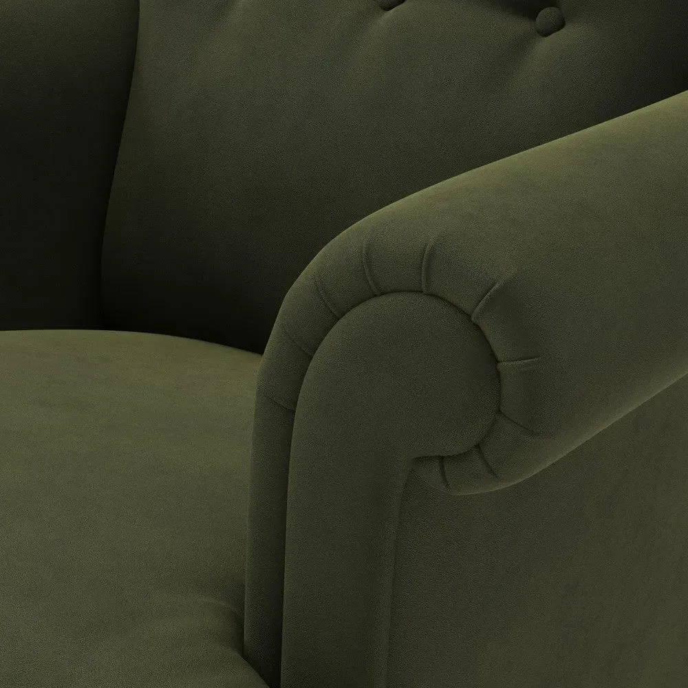 Scroll Arm Armchair - Forest Green, Matt Velvet