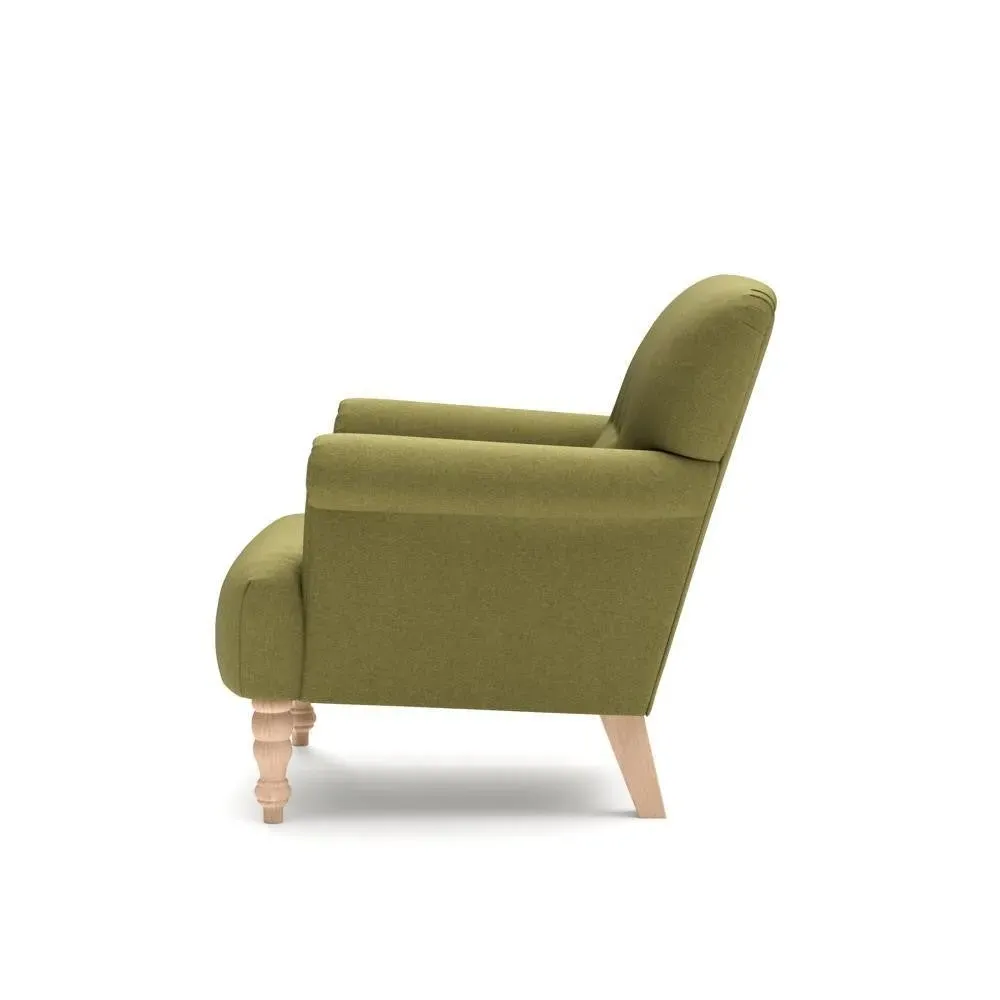 Scroll Arm Armchair - Green, House Linen Mix
