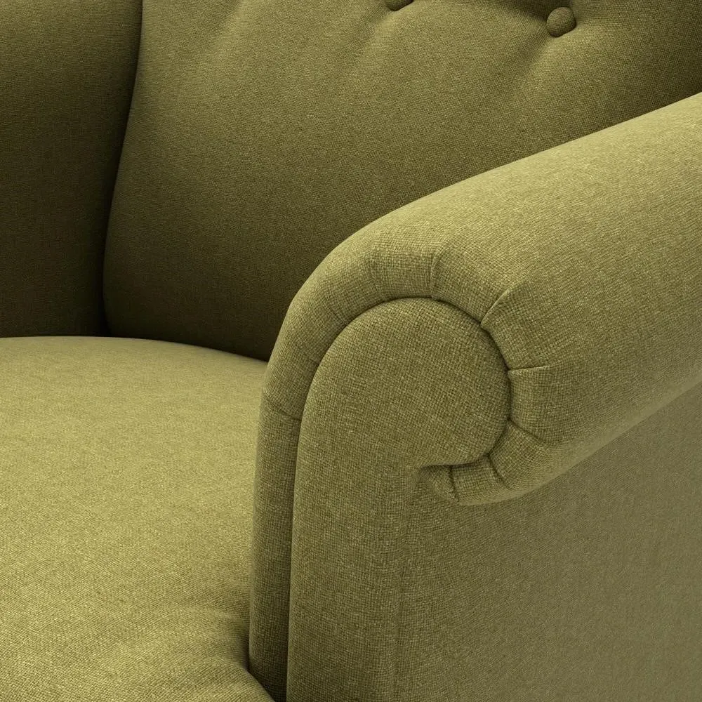 Scroll Arm Armchair - Green, House Linen Mix