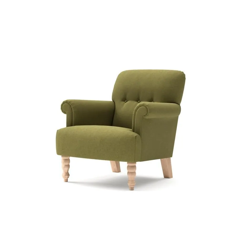 Scroll Arm Armchair - Green, House Linen Mix