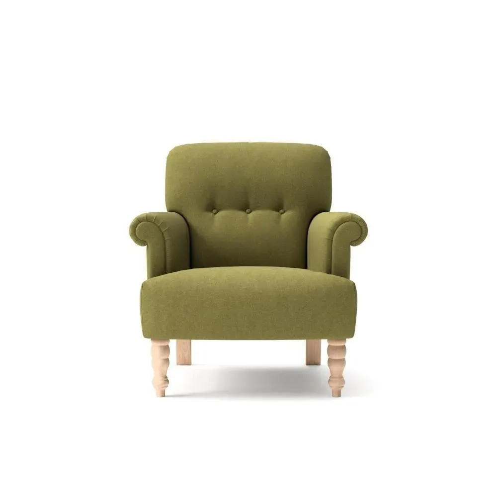 Scroll Arm Armchair - Green, House Linen Mix image