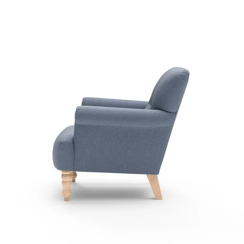 Scroll Arm Armchair - Indigo, House Linen Mix