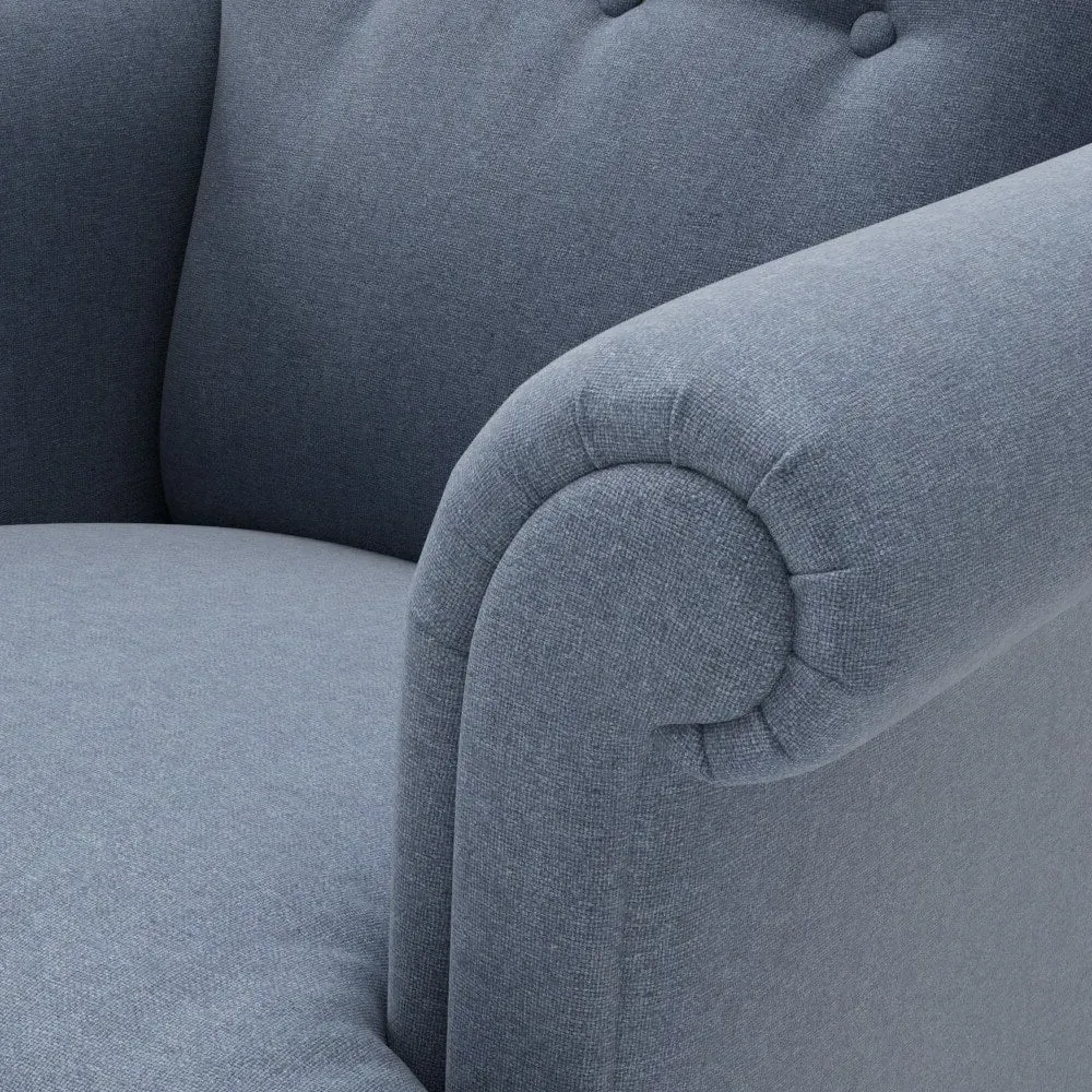 Scroll Arm Armchair - Indigo, House Linen Mix