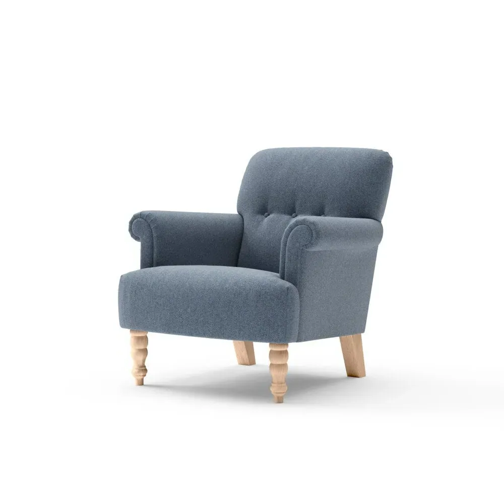 Scroll Arm Armchair - Indigo, Rustic Weave