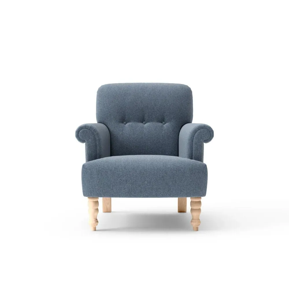 Scroll Arm Armchair - Indigo, Rustic Weave