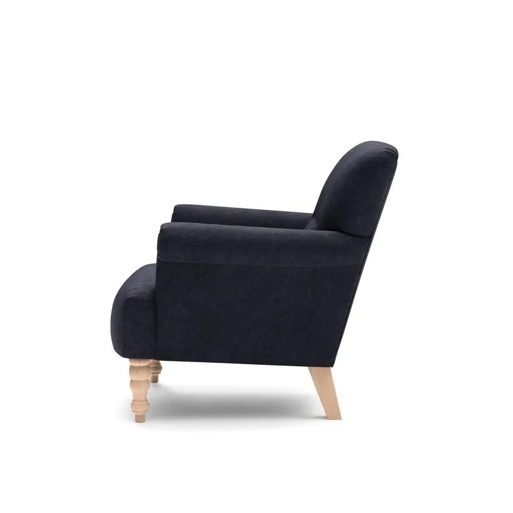 Scroll Arm Armchair - Ink, Eco Chenille