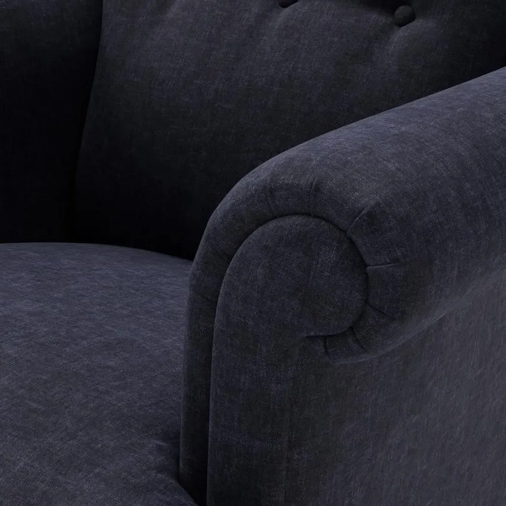 Scroll Arm Armchair - Ink, Eco Chenille