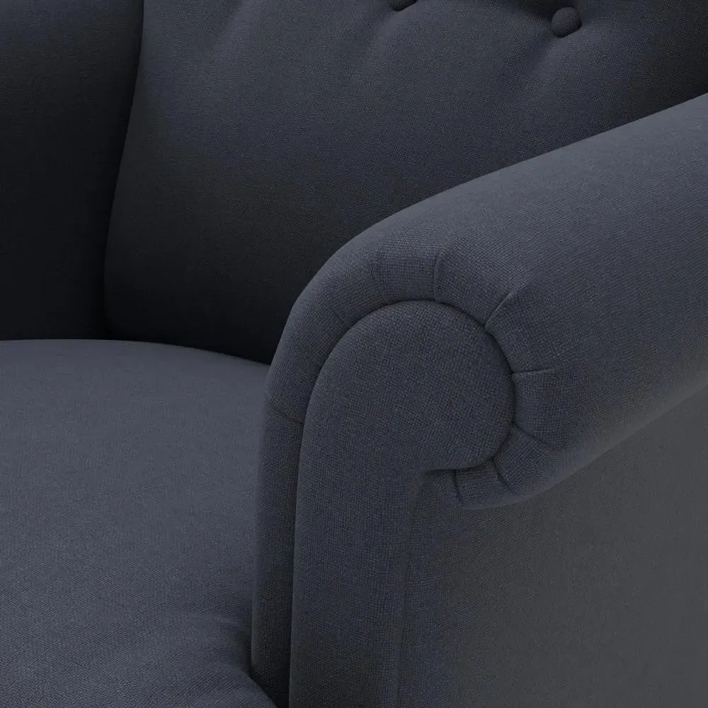 Scroll Arm Armchair - Ink, House Linen Mix