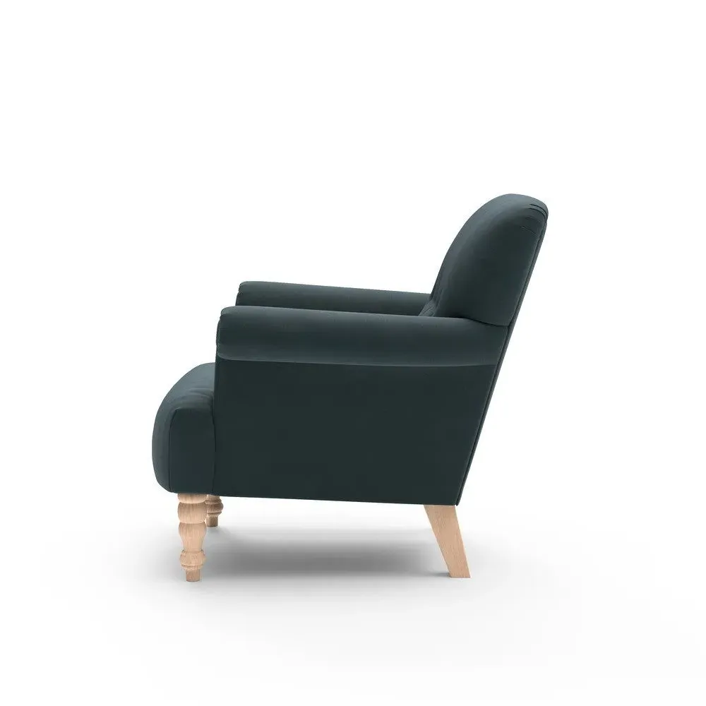 Scroll Arm Armchair - Lake, Matt Velvet