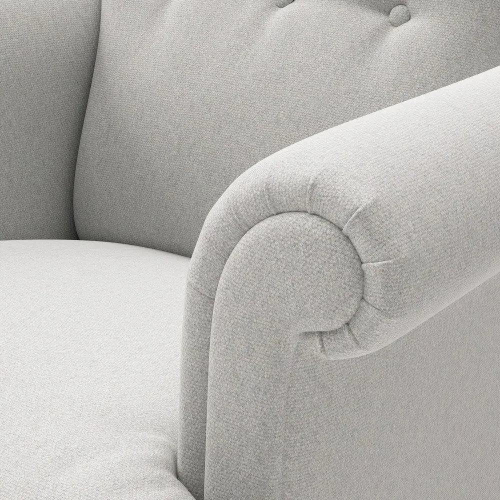 Scroll Arm Armchair - Light Grey, Chunky Cotton