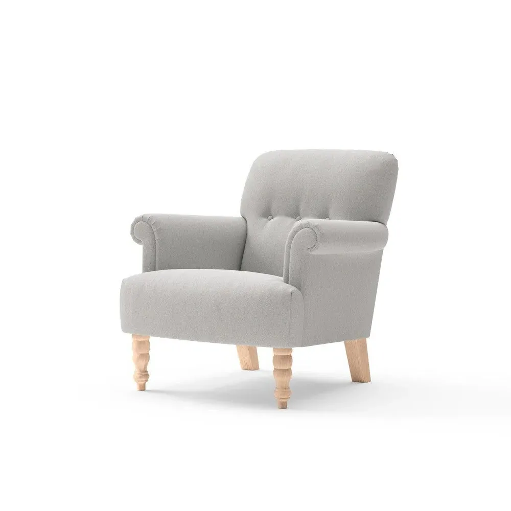 Scroll Arm Armchair - Light Grey, Chunky Cotton