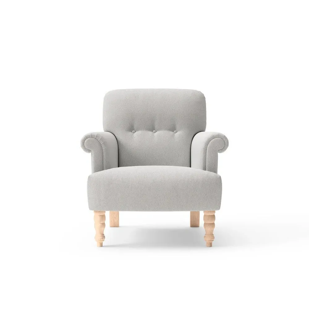 Scroll Arm Armchair - Light Grey, Chunky Cotton image