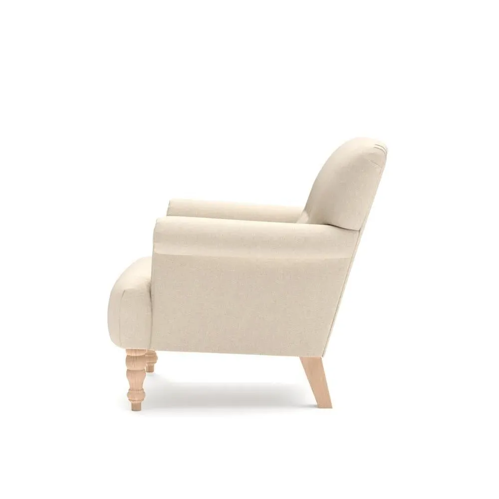 Scroll Arm Armchair - Lily White, House Linen Mix