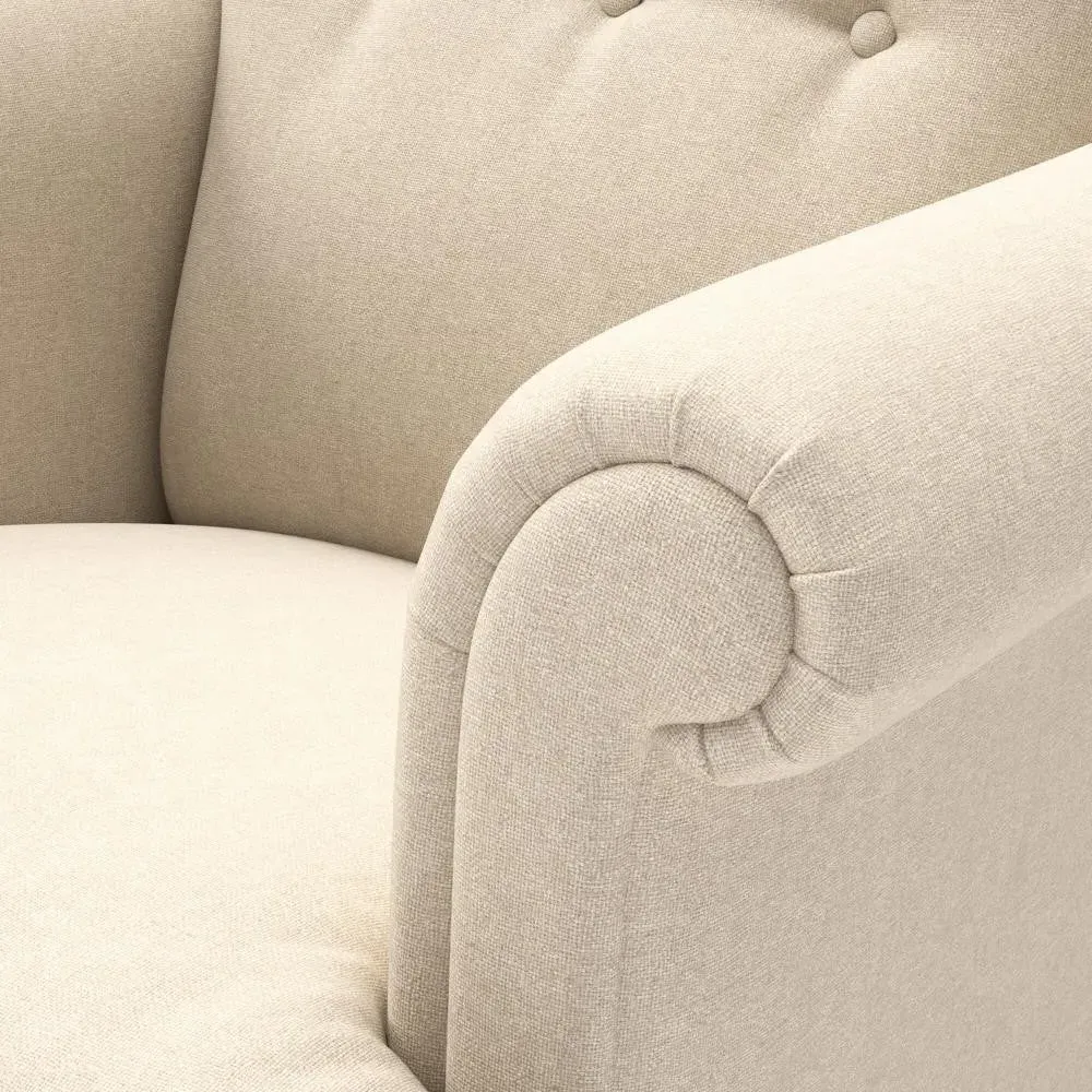 Scroll Arm Armchair - Lily White, House Linen Mix