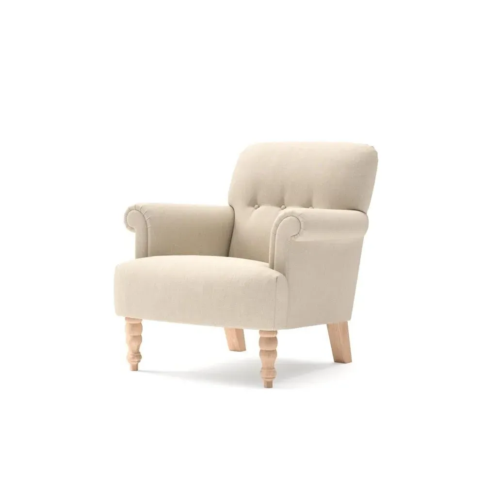 Scroll Arm Armchair - Lily White, House Linen Mix
