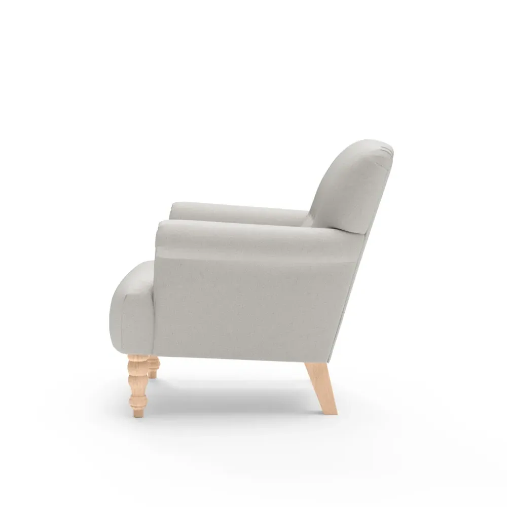 Scroll Arm Armchair - Mid Grey, Chunky Cotton