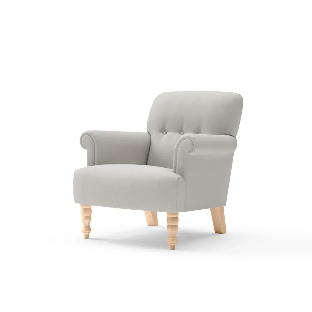 Scroll Arm Armchair - Mid Grey, Chunky Cotton