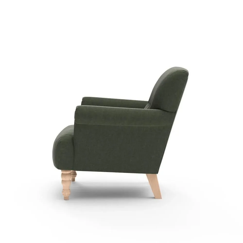 Scroll Arm Armchair - Moss, Eco Chenille