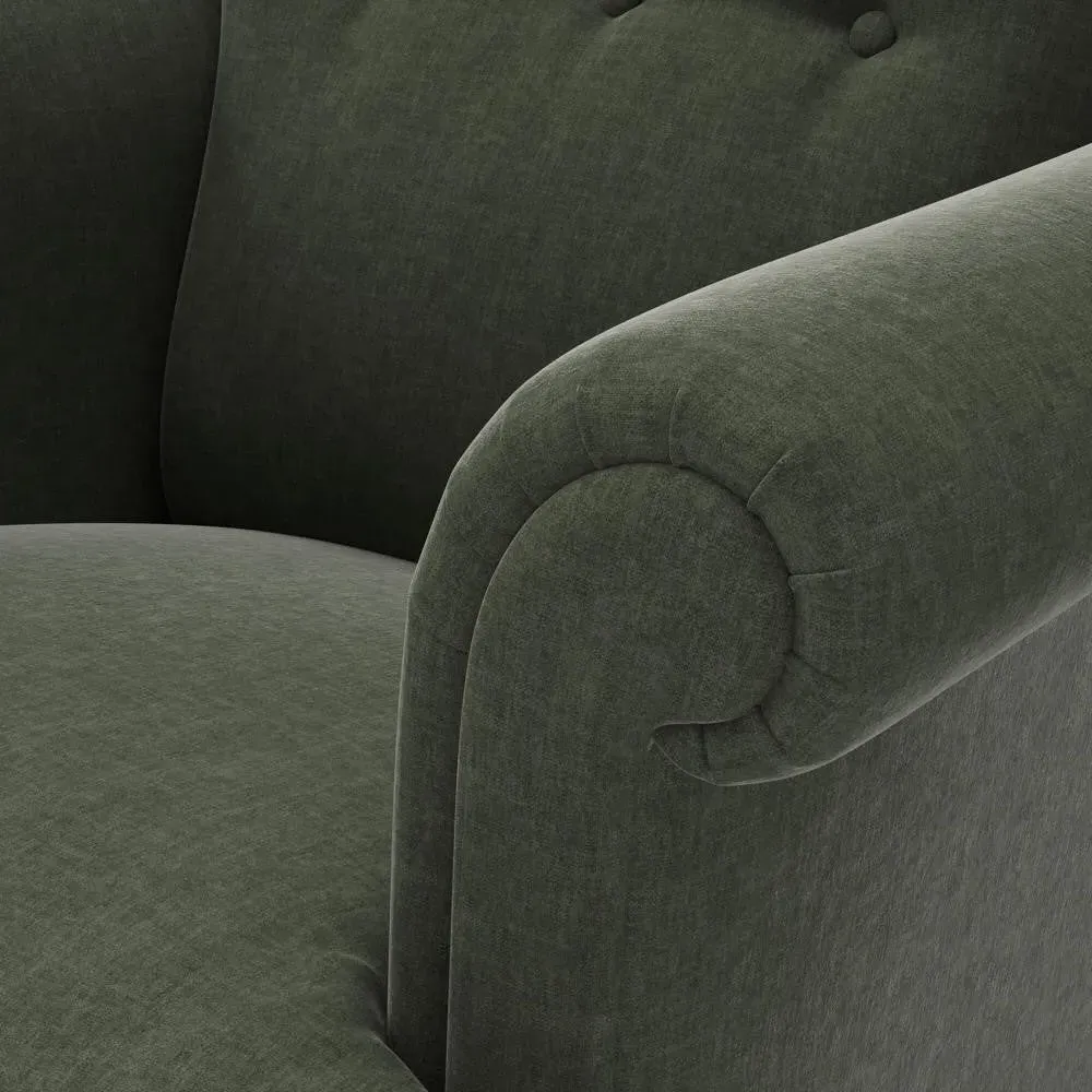 Scroll Arm Armchair - Moss, Eco Chenille