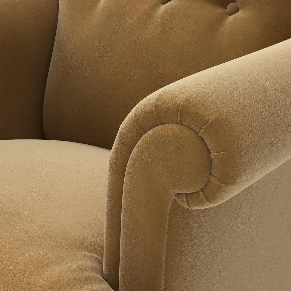 Scroll Arm Armchair - Mustard, Matt Velvet