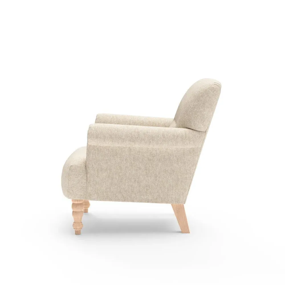 Scroll Arm Armchair - Natural, Aquaclean Oxford