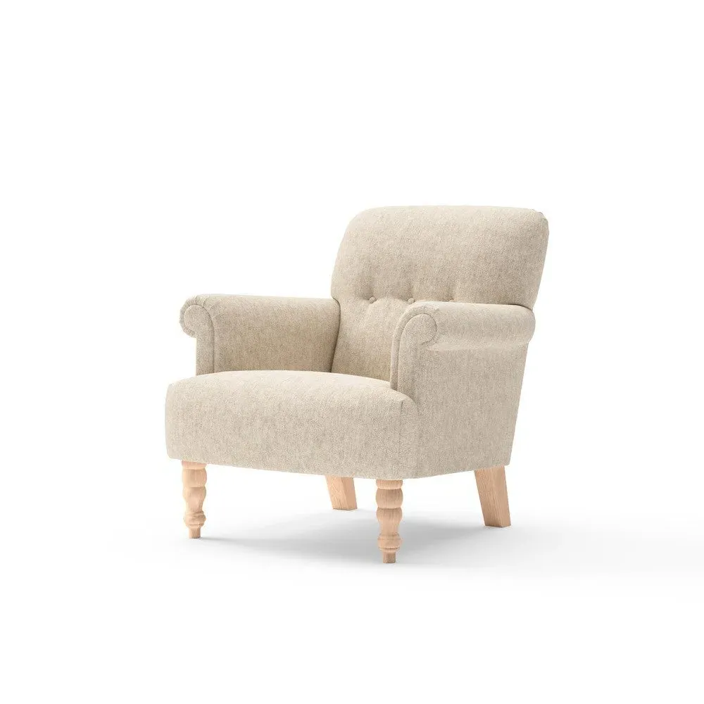 Scroll Arm Armchair - Natural, Aquaclean Oxford