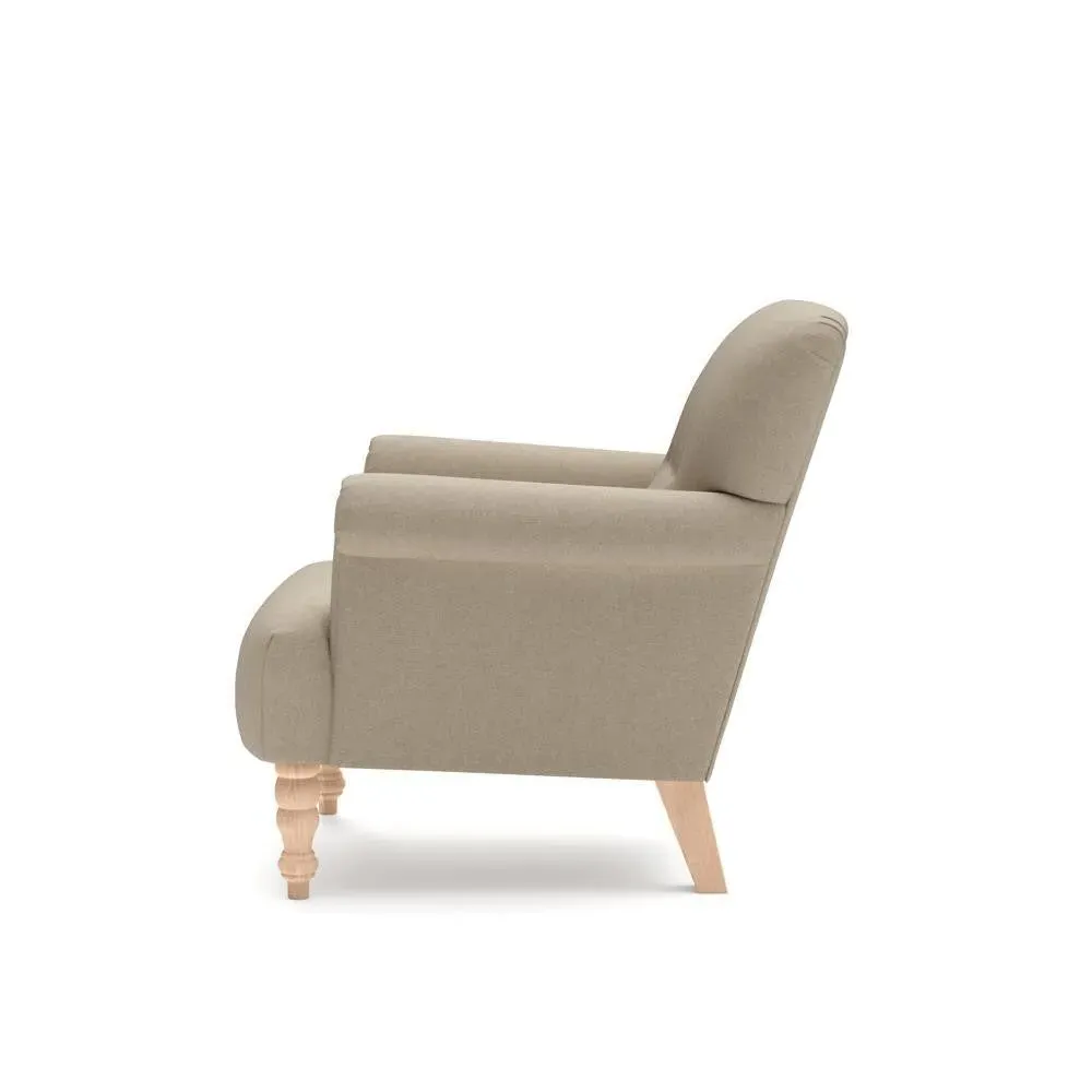 Scroll Arm Armchair - Natural, House Linen Mix