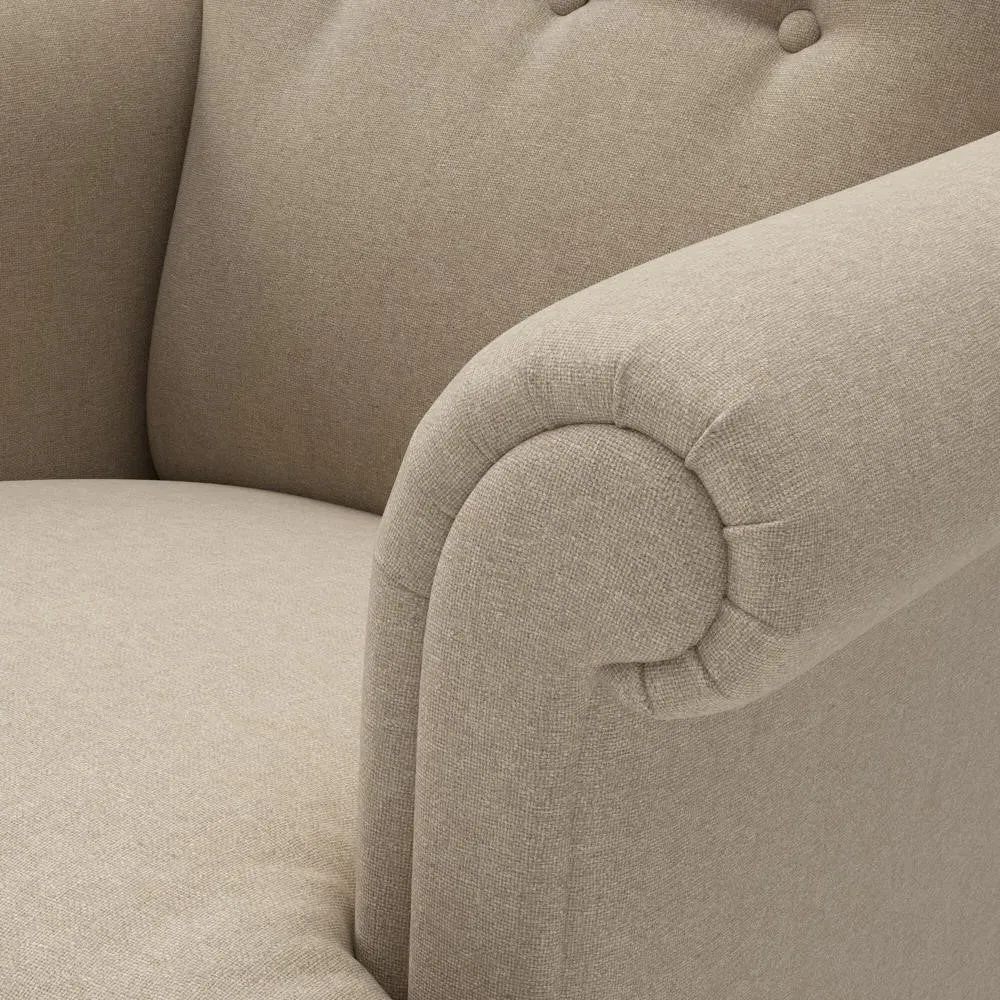 Scroll Arm Armchair - Natural, House Linen Mix