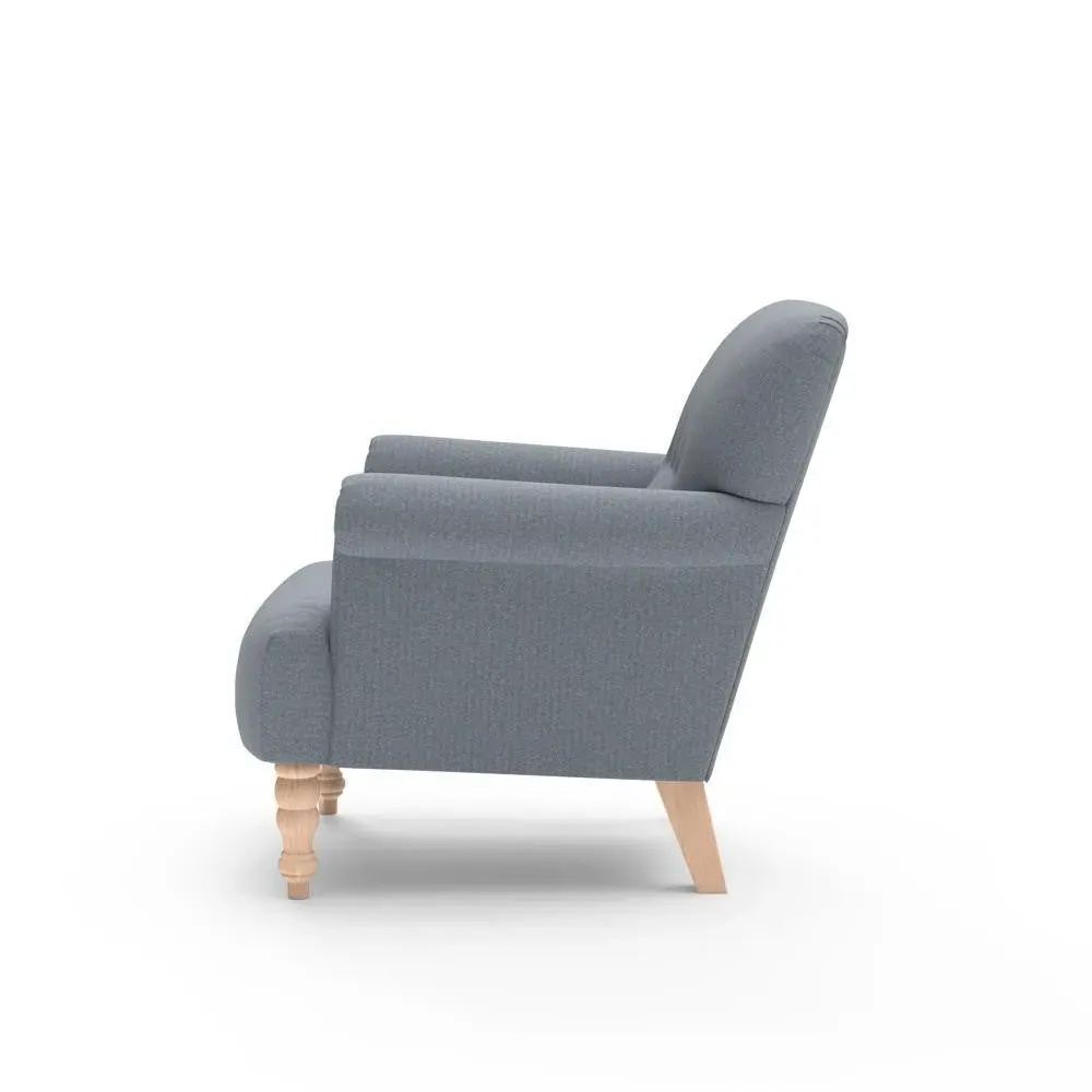 Scroll Arm Armchair - Navy, Eco Herringbone