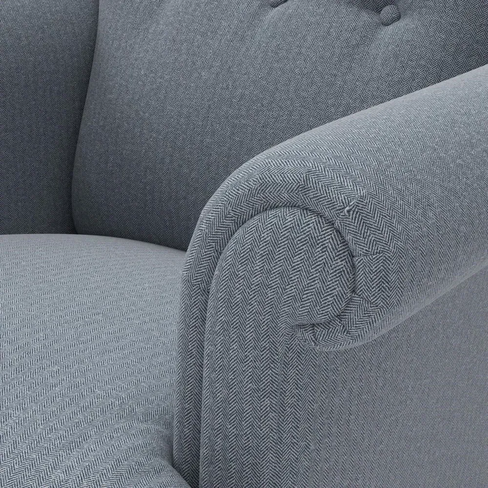 Scroll Arm Armchair - Navy, Eco Herringbone