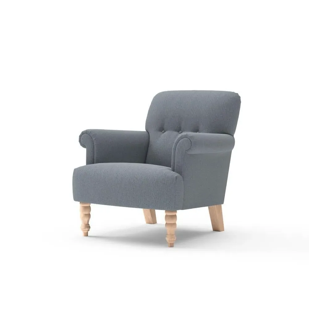 Scroll Arm Armchair - Navy, Eco Herringbone