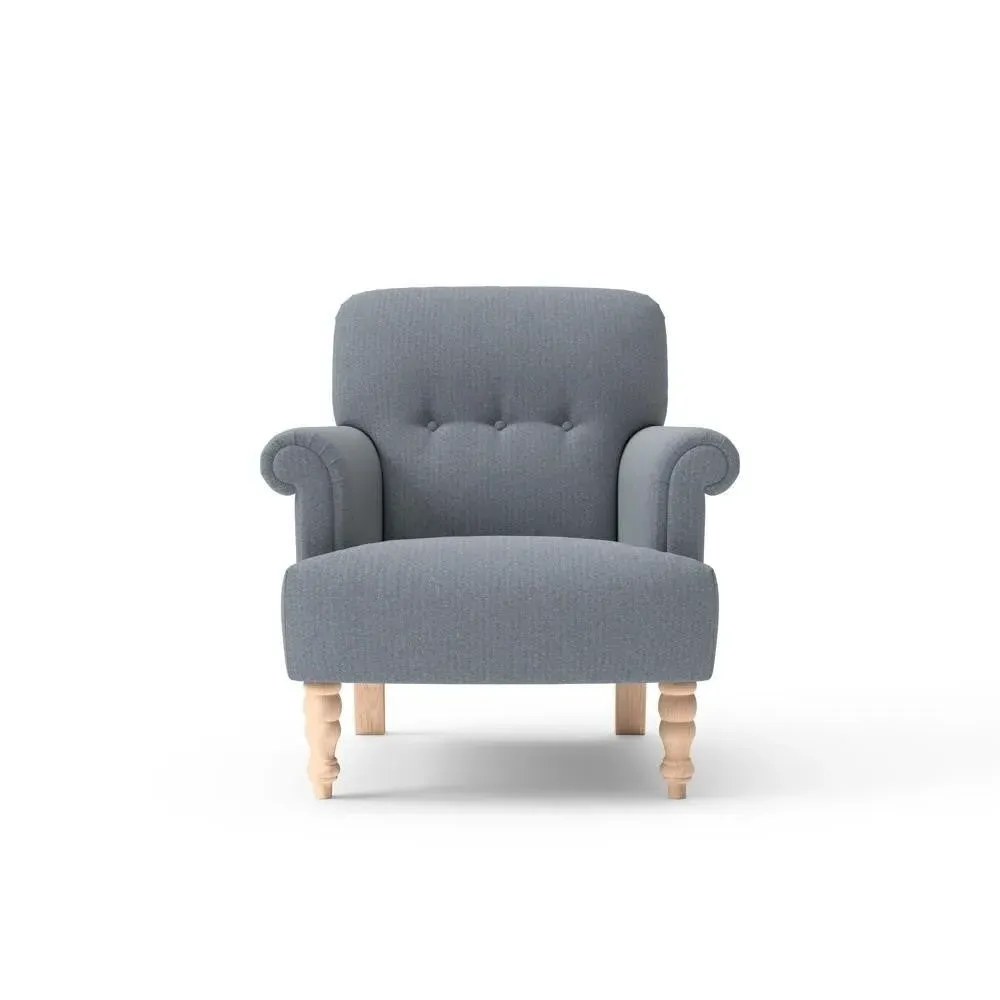 Scroll Arm Armchair - Navy, Eco Herringbone image