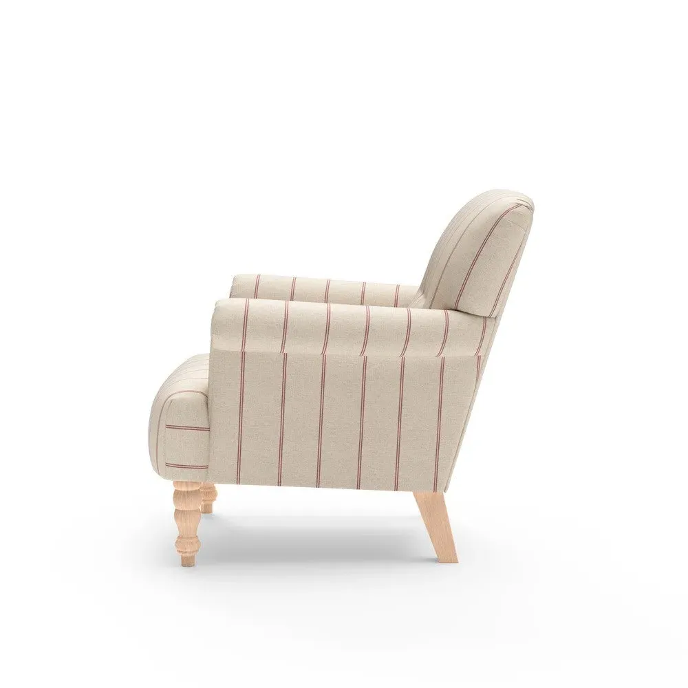 Scroll Arm Armchair - Pink, Compton Stripe