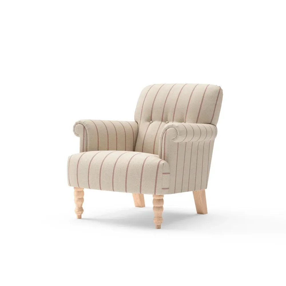 Scroll Arm Armchair - Pink, Compton Stripe