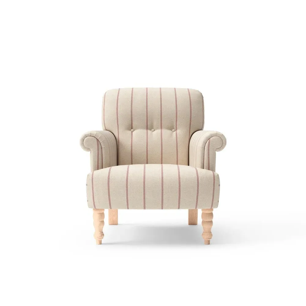 Scroll Arm Armchair - Pink, Compton Stripe